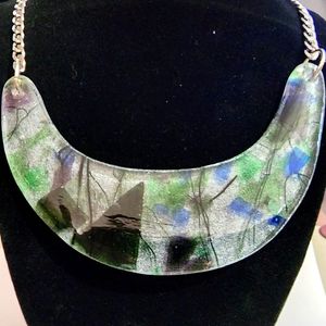 Stained Glass Crescent Moon Multi Color Choker